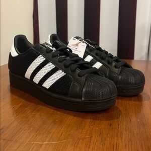 Adidas Superstar II Beaded Shoes Sneakers new black white JH7098 Womens Size 7.5